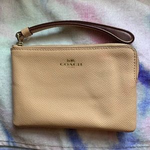 Coach Corner Zip Wristlet in Pale Pink